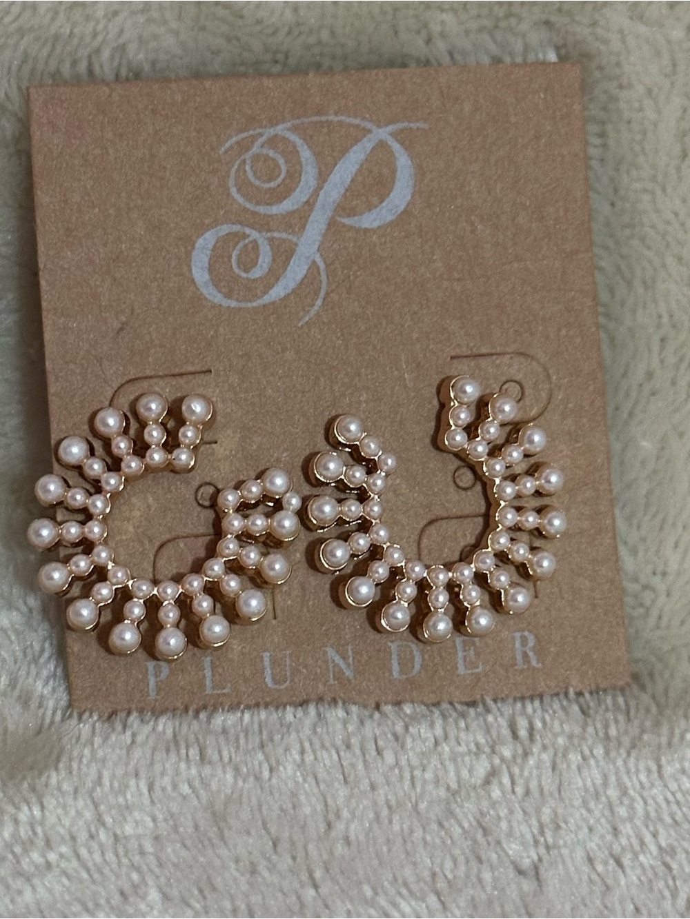Plunder Faux Pearl Cluster Hoop Earrings in Blush Pink